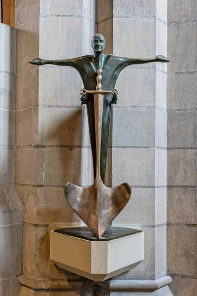 Escultura Bronce Conmemorativa Dentro Catedral Sheffield Para Conmemorar Los Vínculos — Foto de Stock