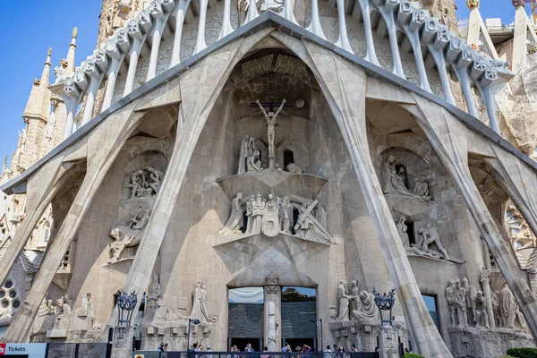 Fermeture Une Section Basilique Sagrada Familia Barcelone Espagne Août 2023 — Photo