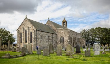 22 Eylül 2023 'te İngiltere' nin Northumberland kentindeki Kutsal Ada 'daki Aziz Meryem Kilisesi.