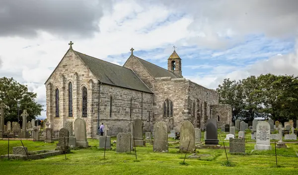 Церква Святої Марії Богородиці Святому Острові Нортумберленд Великобританія Вересня 2023 — стокове фото