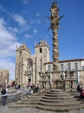 Porto, Portekiz 'deki Porto Katedrali ve Pillory, 19 Ekim 2023