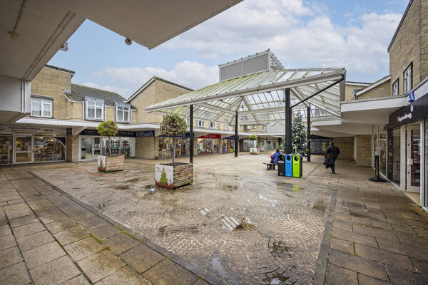 The Three Horseshoes Walk shopping mall in Warminster, Wiltshire, UK on 27 November 2023