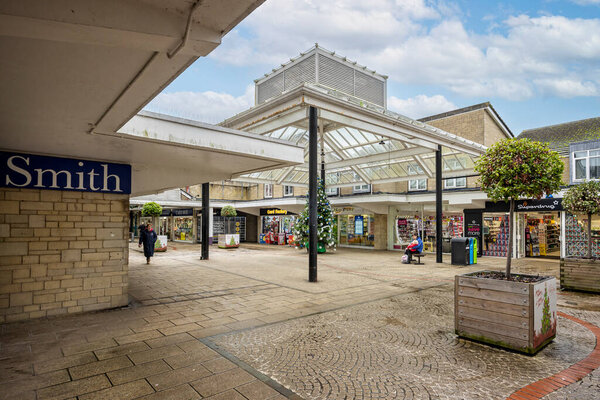 The Three Horseshoes Walk shopping mall in Warminster, Wiltshire, UK on 27 November 2023