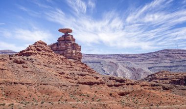 Mexican Hat rock - sombrero shaped rock formation in Utah, USA on 21 April 2024 clipart
