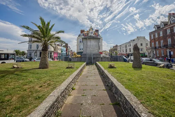 Stock image Statue of King George III to commemorate his golden jubilee, on the seafront in Weymouth, Dorset, UK on 16 August 2024