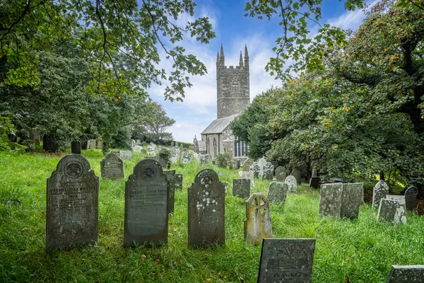 stock image Church of St Morwenna and St John the Baptist and graveyard in Morwenstow, Cornwall, UK on 2 September 2024