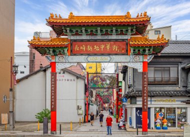 3 Ekim 2024 'te Nagasaki, Japonya' daki Nagasaki Çin Mahallesi 'ne Çin tarzı dekore edilmiş.