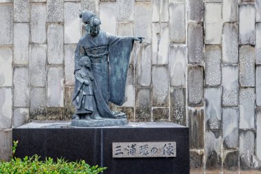 Japon Prima Donna heykeli Tamaka Miura, 3 Ekim 2024 'te Japonya' nın Nagasaki şehrindeki Glover House 'da sergilenmektedir.