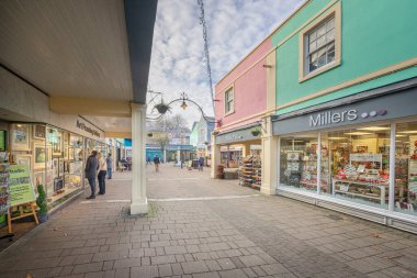 Frome town centre shopping precinct festooned with Christmas lights in Market Place, Frome, Somerset, UK on 28 November 2024 clipart