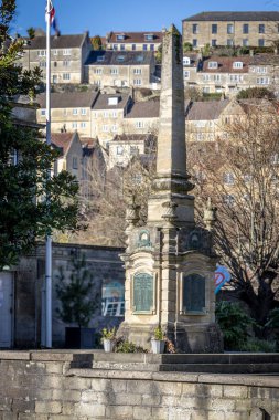 WWI war memorial obelisk in Westbury Gardens, Bradford on Avon, Wiltshire, UK on 30 January 2025 clipart