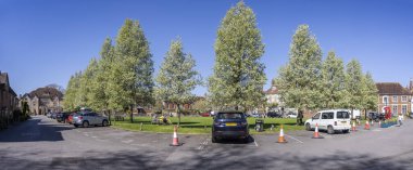 6 Nisan 2025 'te İngiltere, Wiltshire' da Salisbury Katedrali 'nin yakınındaki ağaçlarla koro üyeleri meydanında çiçek açtı.