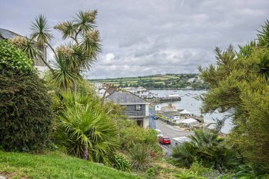 Penryn nehri 31 Mayıs 2025 'te ana cadde Falmouth, Cornwall, İngiltere' deki tropik bahçelerden görüldü.
