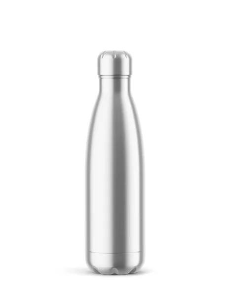 Metallic Thermos Bottle Mockup Illustration Isolated White — Stock Photo, Image