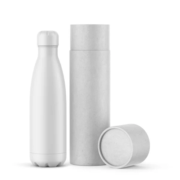 Soft Touch Thermos Bottle Craft Tube Lying Lid Mockup Illustration — Stockfoto