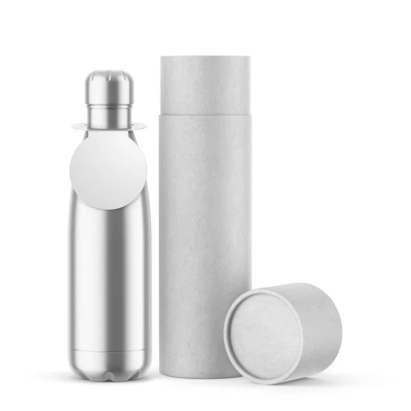 Metallic Thermos Flaska Med Etikett Och Craft Tube Med Liying — Stockfoto