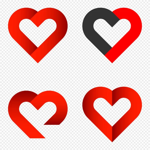 Σύνολο Εικονιδίων Καρδιάς Απομονωμένο Διαφανές Φόντο Εικονογράφηση Διανύσματος — Διανυσματικό Αρχείο