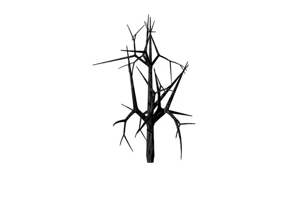 Form Schwarz Toter Baum Weißer Hintergrund Rendering — Stockfoto