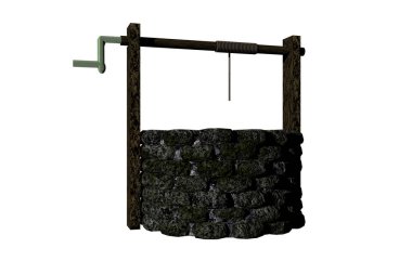 taş kuyusu beyaz arkaplan 3d görüntüleme