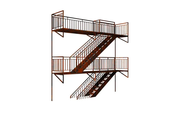Форма Наружной Лестницы Синий Белый Фон Рендеринг — стоковое фото