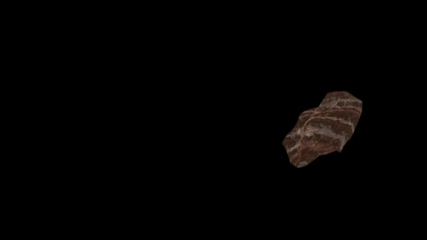 褐色の石はエイリアン船の蜃気楼が黒い背景の3Dレンダリングを移動するように見えます — ストック動画