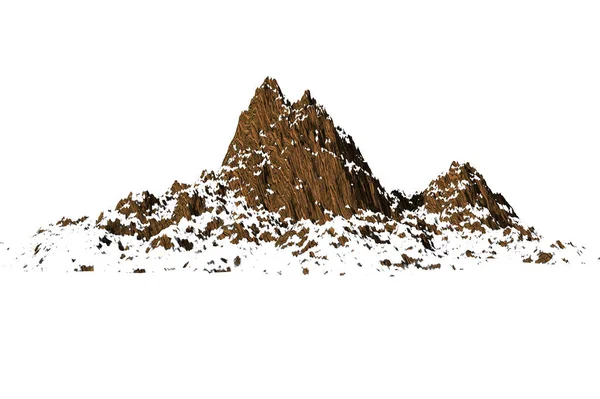 Rock Sneeuw Bruine Textuur Geïsoleerde Witte Achtergrond — Stockfoto