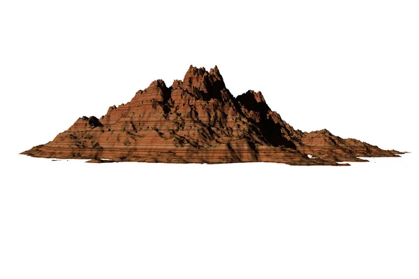 Forma Roccia Gorizontal Figura Rosso Linee Texture Isolato Bianco Sfondo — Foto Stock
