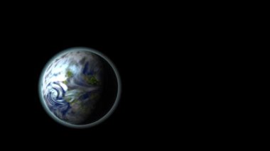 tanımlanamayan mavi gezegen, hareket eden siyah arkaplan 3D görüntüleme