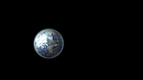 Невизначена Блакитна Планета Рухається Чорним Тлом Рендеринга — стокове відео