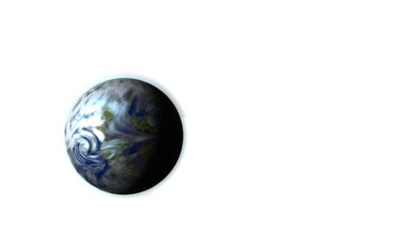 Απροσδιόριστο Μπλε Πλανήτη Κινείται Λευκό Φόντο Απόδοση — Αρχείο Βίντεο