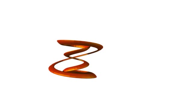 Odefinierad Figur Bildar Guld Spiral Flyttar Vit Bakgrund Rendering — Stockvideo