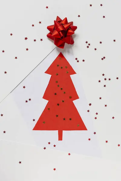 Christmas Festive Flat Lay Composition Ribbod Glitter — Stock Photo, Image