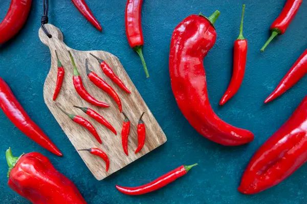 Fresh Spicy Chili Peppers Paprika Top View Royalty Free Stock Photos