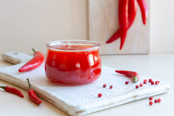 Hot Spicy Homemade Sauce Made Different Types Paprika Hot Chili Royalty Free Stock Photos