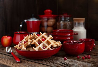 Gluten-free buckwheat waffles - healthy and wholesome food  clipart