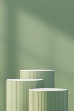 Podyumlu arka plan 3D sahne, minimum ürün görüntüleme sahnesi sahne ve geometrik şekil nesnesi. 3B Hazırlama