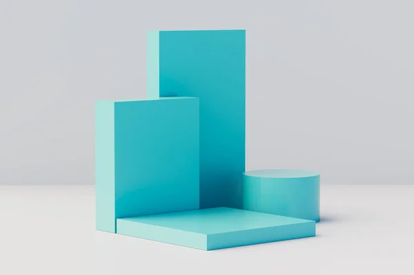 Escena Mínima Con Podio Fondo Abstracto Escena Colores Pastel Azul — Foto de Stock