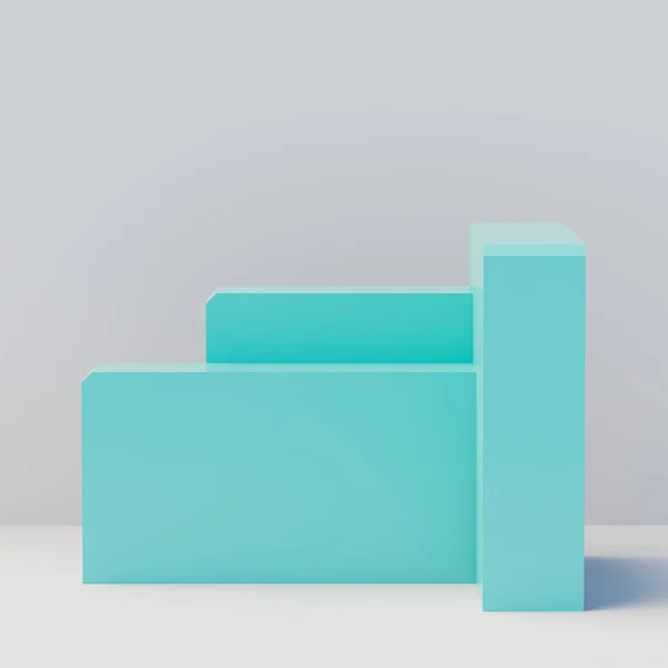 Escena Mínima Con Podio Fondo Abstracto Escena Colores Pastel Azul —  Fotos de Stock