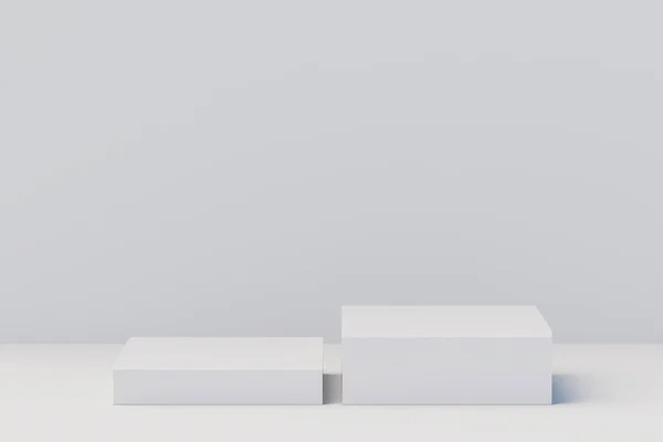 Абстрактна Мінімальна Сцена Геометричною Кроки Бетонних Єдесталів Білому Тлі Сцена — стокове фото
