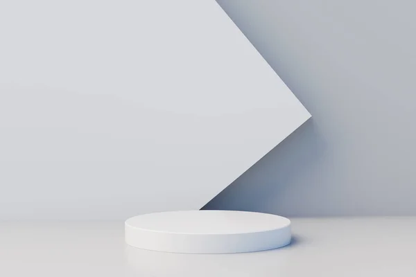 Geometric Step White Pedestal Podium Platform Cosmetic Product Presentation Mock — Stock Photo, Image
