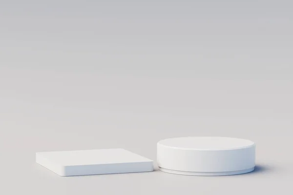 Geometric Step White Pedestal Podium Platform Cosmetic Product Presentation Αποθηκεύστε Φωτογραφία Αρχείου