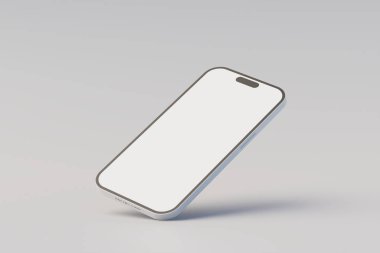 En az üç boyutlu telefon modeli. Beyaz arka planda. 3d oluşturma