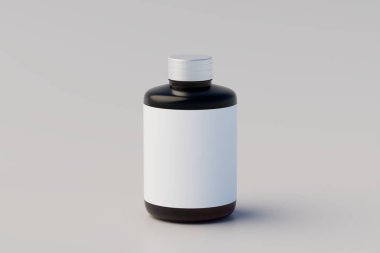 Cold Brew Coffee Amber. Brown Small Glass Bottle Packaging Mockup simple Bottles. 3D Rendering