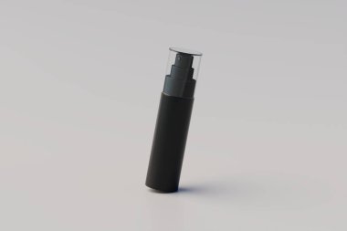 Black Plastic Spray Bottle Mockup. Multiple Bottles. 3D Rendering