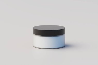 Black and White Plastic Cosmetic. Jar Mockup. 3D Rendering
