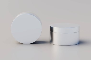 Aluminum Cosmetic Multiple Jar Mockup. 3D Rendering