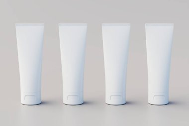 Cosmetic Cream Tube Packaging Multiple Tubes Mockup. 3D Illustration