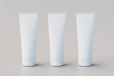 Cosmetic Cream Tube Packaging Multiple Tubes Mockup. 3D Illustration