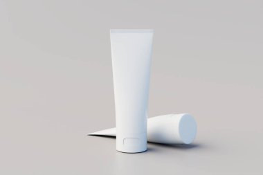 Cosmetic Cream Tube Packaging Multiple Tubes Mockup. 3D Illustration