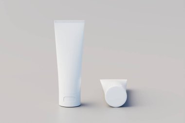 Cosmetic Cream Tube Packaging Multiple Tubes Mockup. 3D Illustration