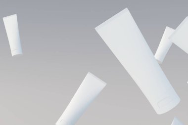 Cosmetic Cream Tube Packaging Multiple Tubes Mockup. 3D Illustration